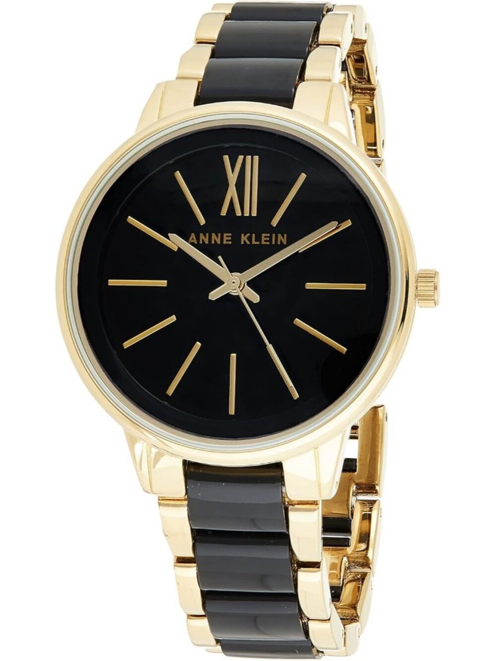 Anne Klein Women's Black Gold Analog Quartz Fashion Resin Bracelet Luxury Watch